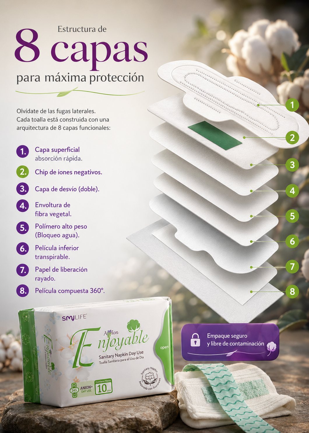 Toallas Femeninas HGW SMILIFE ANION Noche - Image 3